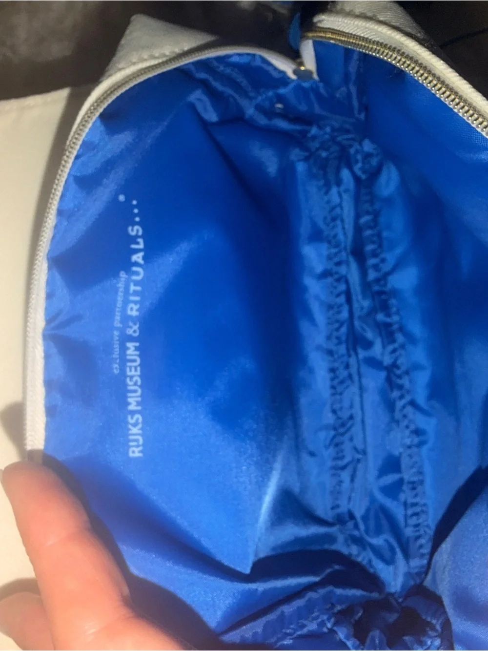 KLM Airlines Amenity Kit Pouch C- White with Blue Partridge Design by Rituals